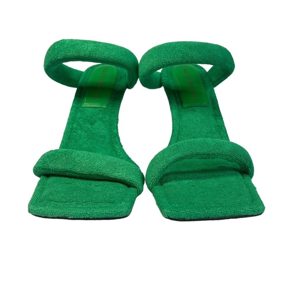 Good American Shoes Size 6.5 Heels Green Terry GA354T-X NEW Summer Vacation Pool - Picture 8 of 13